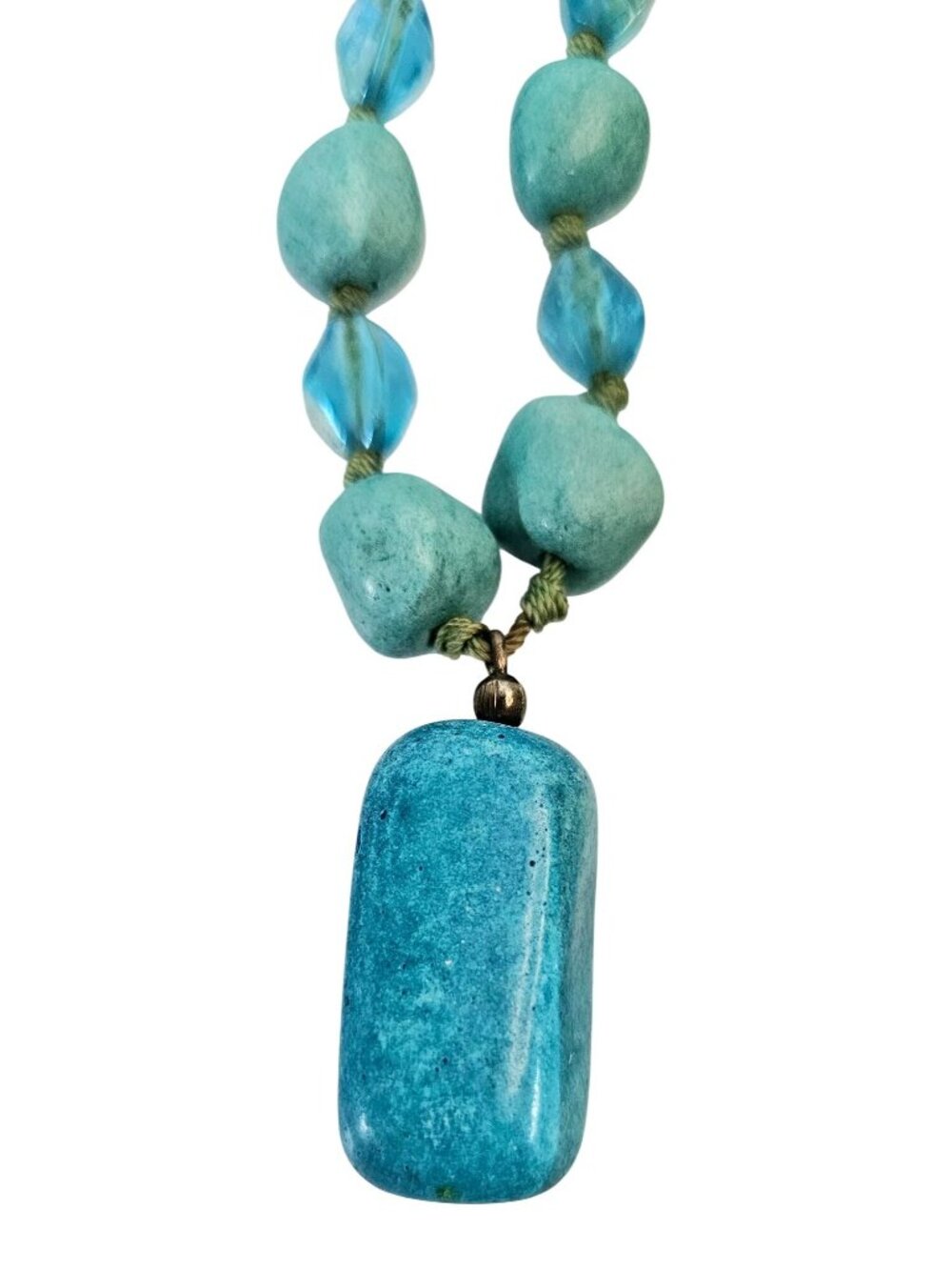 Vintage Boho Statement Necklace Turquoise And Color Glass Accent Beads
